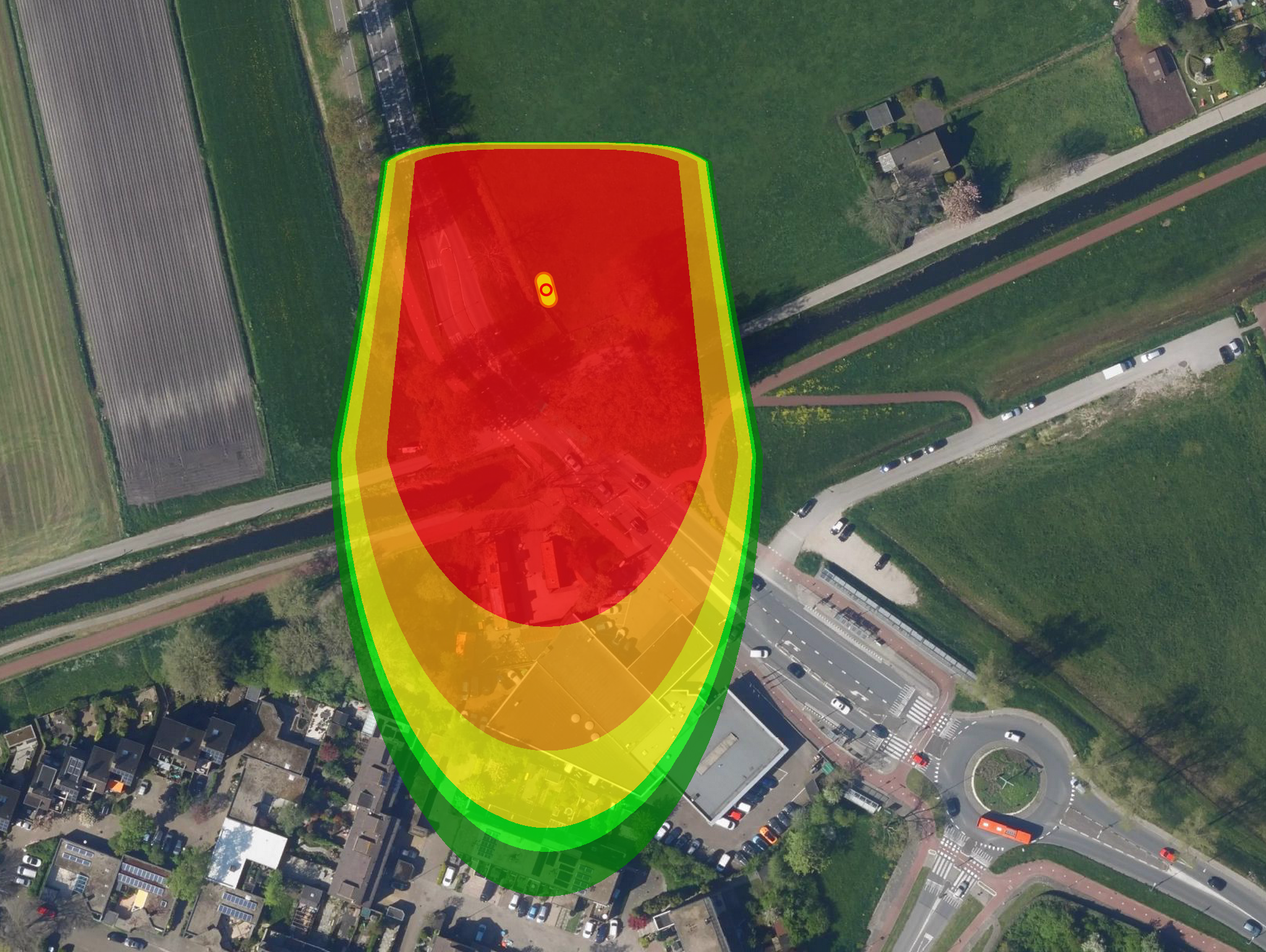 Toxic dispersion from buried pipeline crater